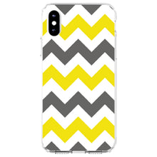 DistinctInk® Clear Shockproof Hybrid Case for Apple iPhone / Samsung Galaxy / Google Pixel - Grey Yellow Chevron Stripes