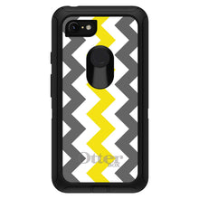 DistinctInk™ OtterBox Defender Series Case for Apple iPhone / Samsung Galaxy / Google Pixel - Grey Yellow Chevron Stripes