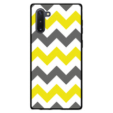 DistinctInk® Hard Plastic Snap-On Case for Apple iPhone or Samsung Galaxy - Grey Yellow Chevron Stripes