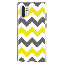 DistinctInk® Clear Shockproof Hybrid Case for Apple iPhone / Samsung Galaxy / Google Pixel - Grey Yellow Chevron Stripes