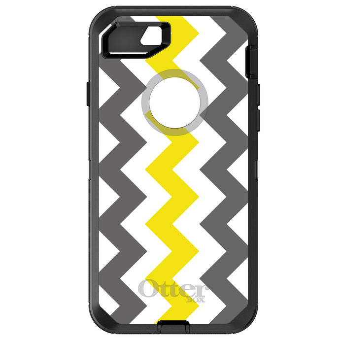 DistinctInk™ OtterBox Defender Series Case for Apple iPhone / Samsung Galaxy / Google Pixel - Grey Yellow Chevron Stripes