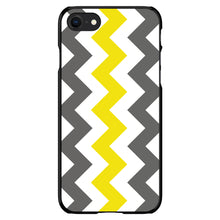 DistinctInk® Hard Plastic Snap-On Case for Apple iPhone or Samsung Galaxy - Grey Yellow Chevron Stripes