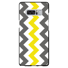 DistinctInk® Hard Plastic Snap-On Case for Apple iPhone or Samsung Galaxy - Grey Yellow Chevron Stripes