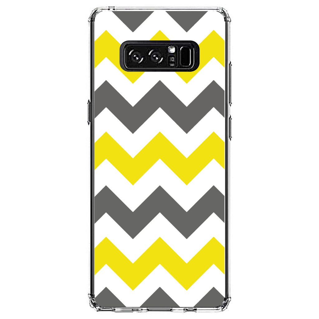 Grey Yellow Chevron Stripes Clear Shockproof iPhone Case, view 12