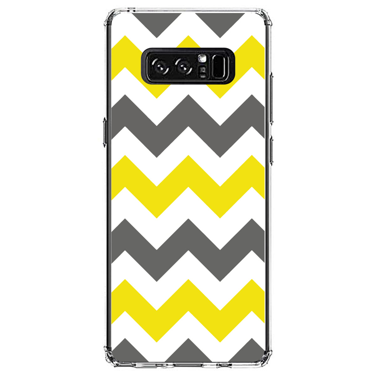 Grey Yellow Chevron Stripes Clear Shockproof iPhone Case, view 12