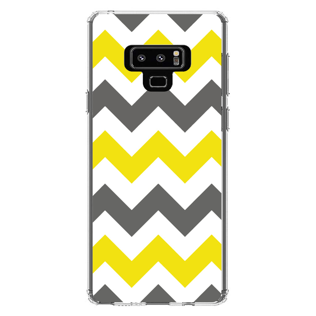 Grey Yellow Chevron Stripes Clear Shockproof iPhone Case, view 11