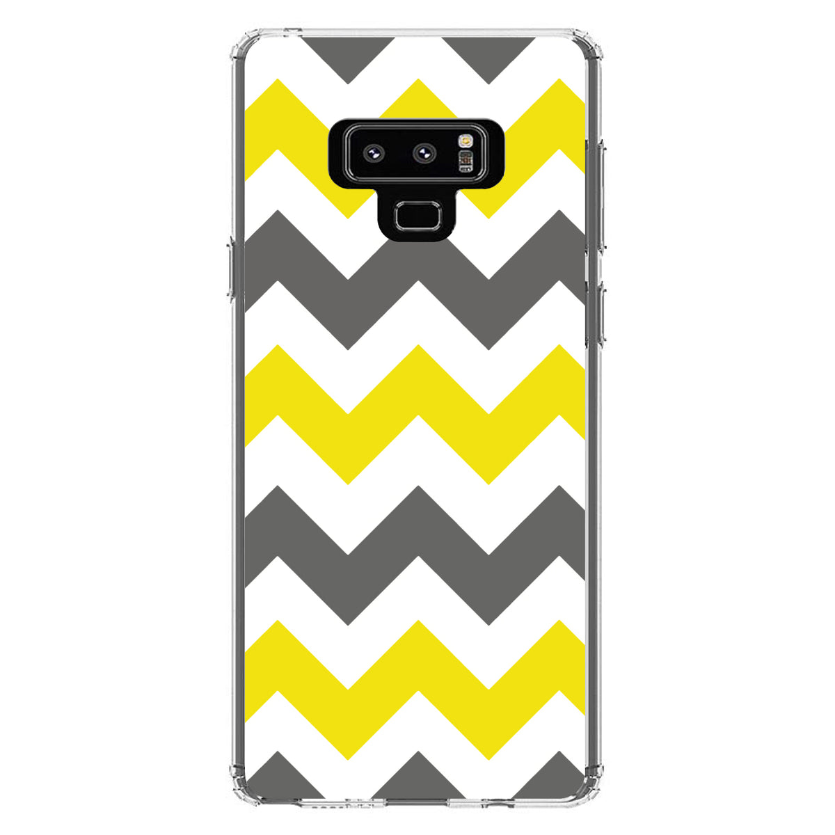 Grey Yellow Chevron Stripes Clear Shockproof iPhone Case, view 11