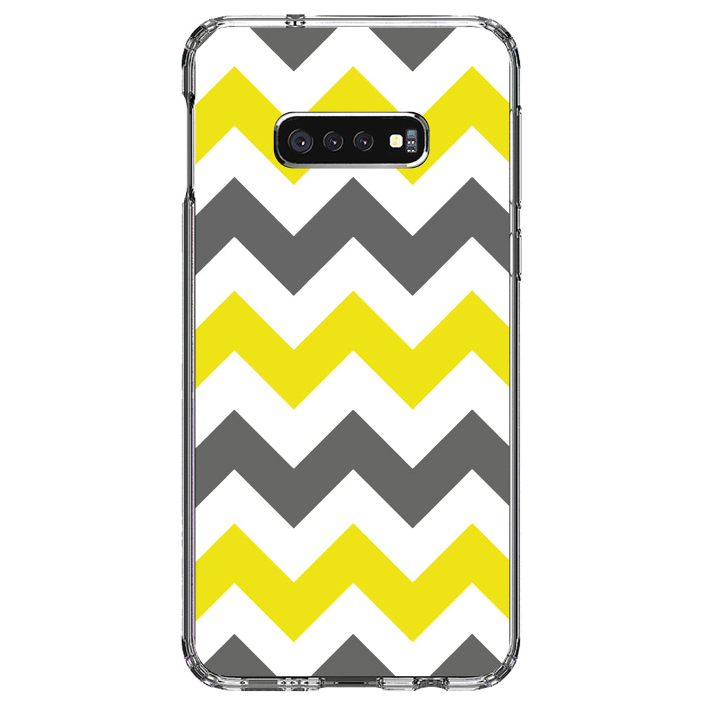 Grey Yellow Chevron Stripes Clear Shockproof iPhone Case, view 18