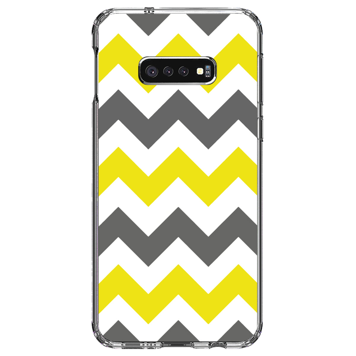 Grey Yellow Chevron Stripes Clear Shockproof iPhone Case, view 18