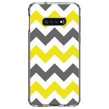 DistinctInk® Clear Shockproof Hybrid Case for Apple iPhone / Samsung Galaxy / Google Pixel - Grey Yellow Chevron Stripes