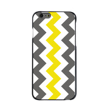 DistinctInk® Hard Plastic Snap-On Case for Apple iPhone or Samsung Galaxy - Grey Yellow Chevron Stripes