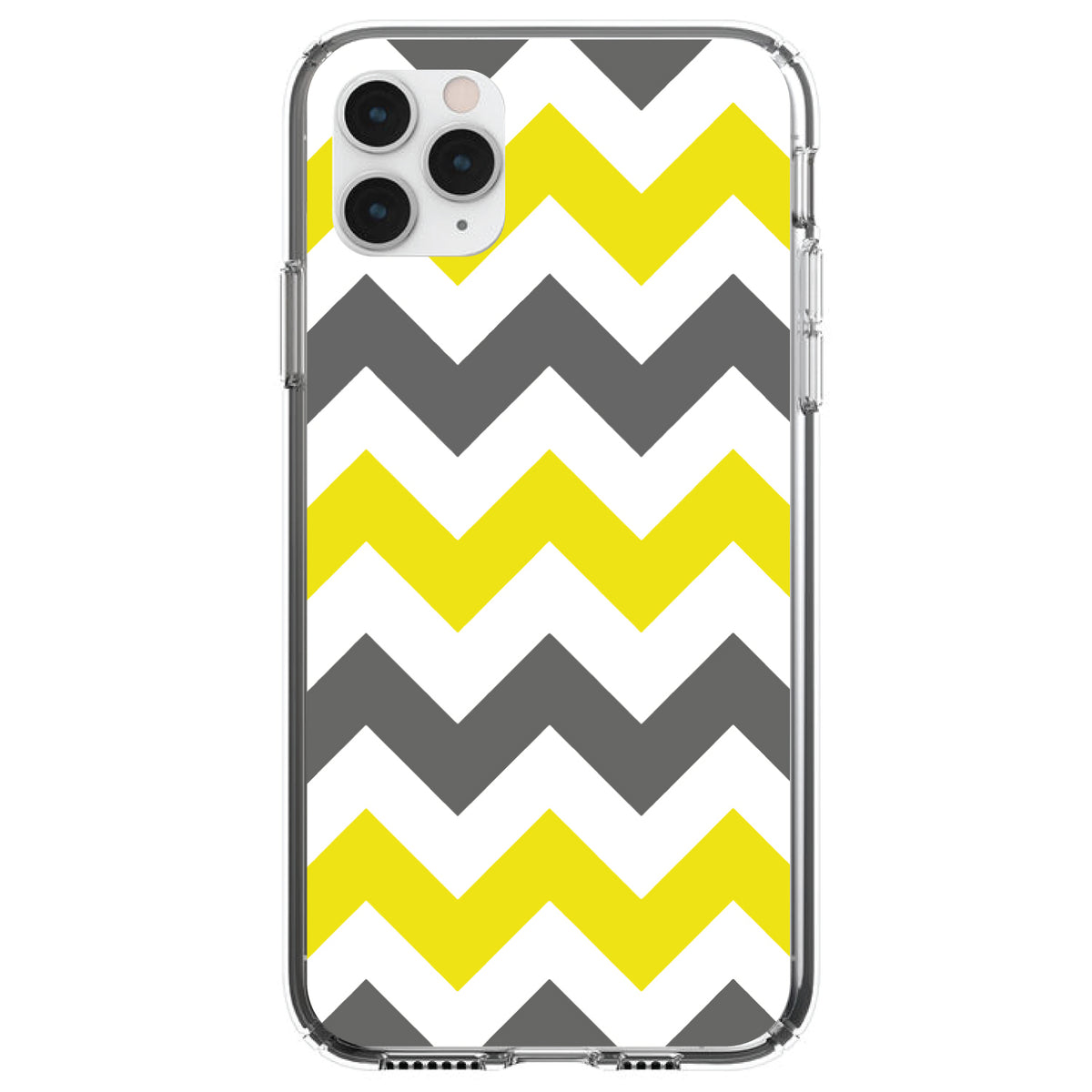 Grey Yellow Chevron Stripes Clear Shockproof iPhone Case