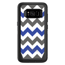 DistinctInk™ OtterBox Defender Series Case for Apple iPhone / Samsung Galaxy / Google Pixel - Blue Grey Chevron Stripes