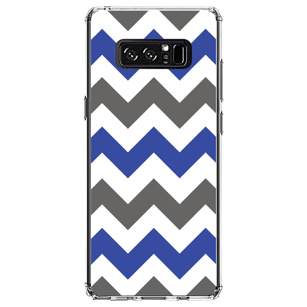 Blue Grey Chevron Stripes Clear Shockproof iPhone Case, view 12
