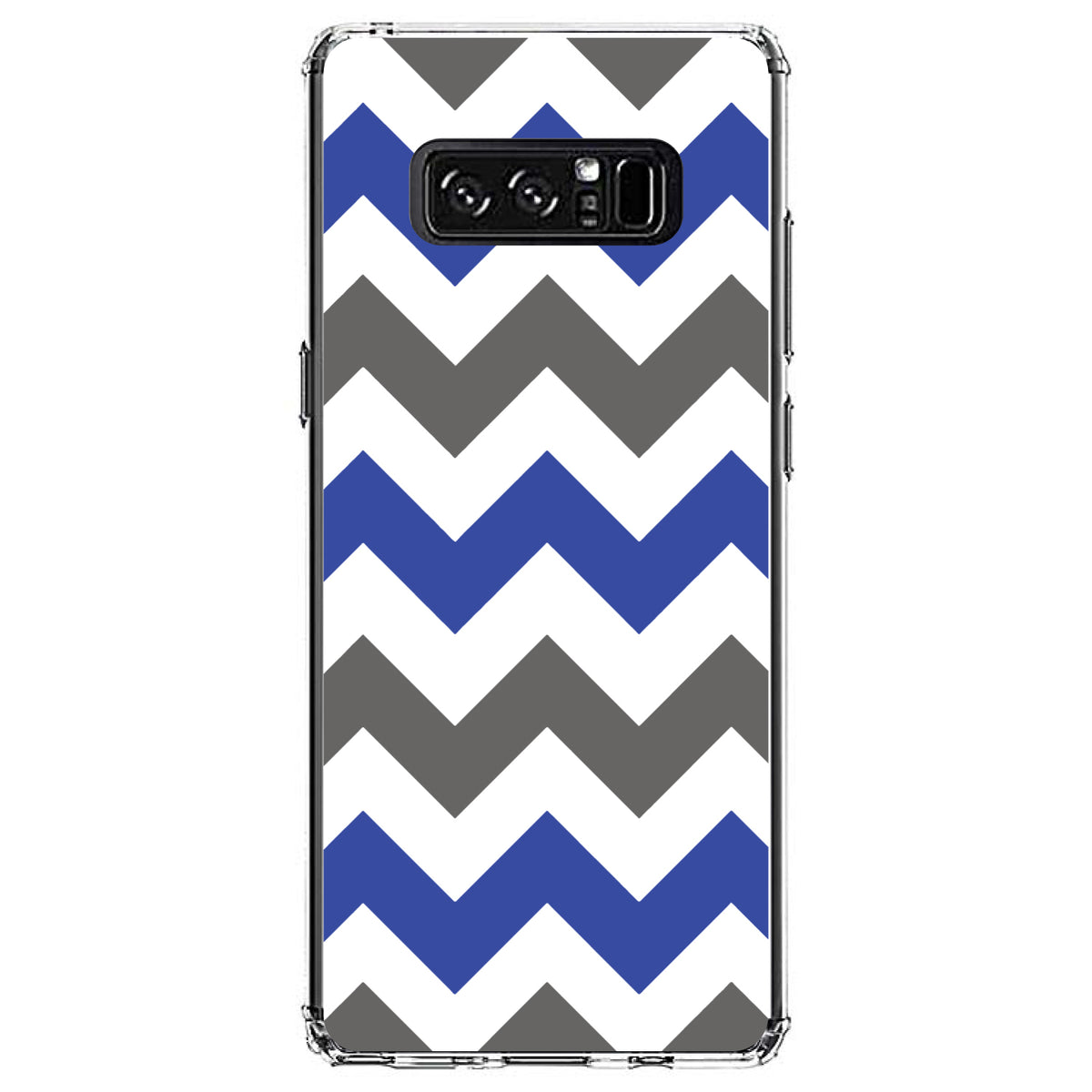 Blue Grey Chevron Stripes Clear Shockproof iPhone Case, view 12