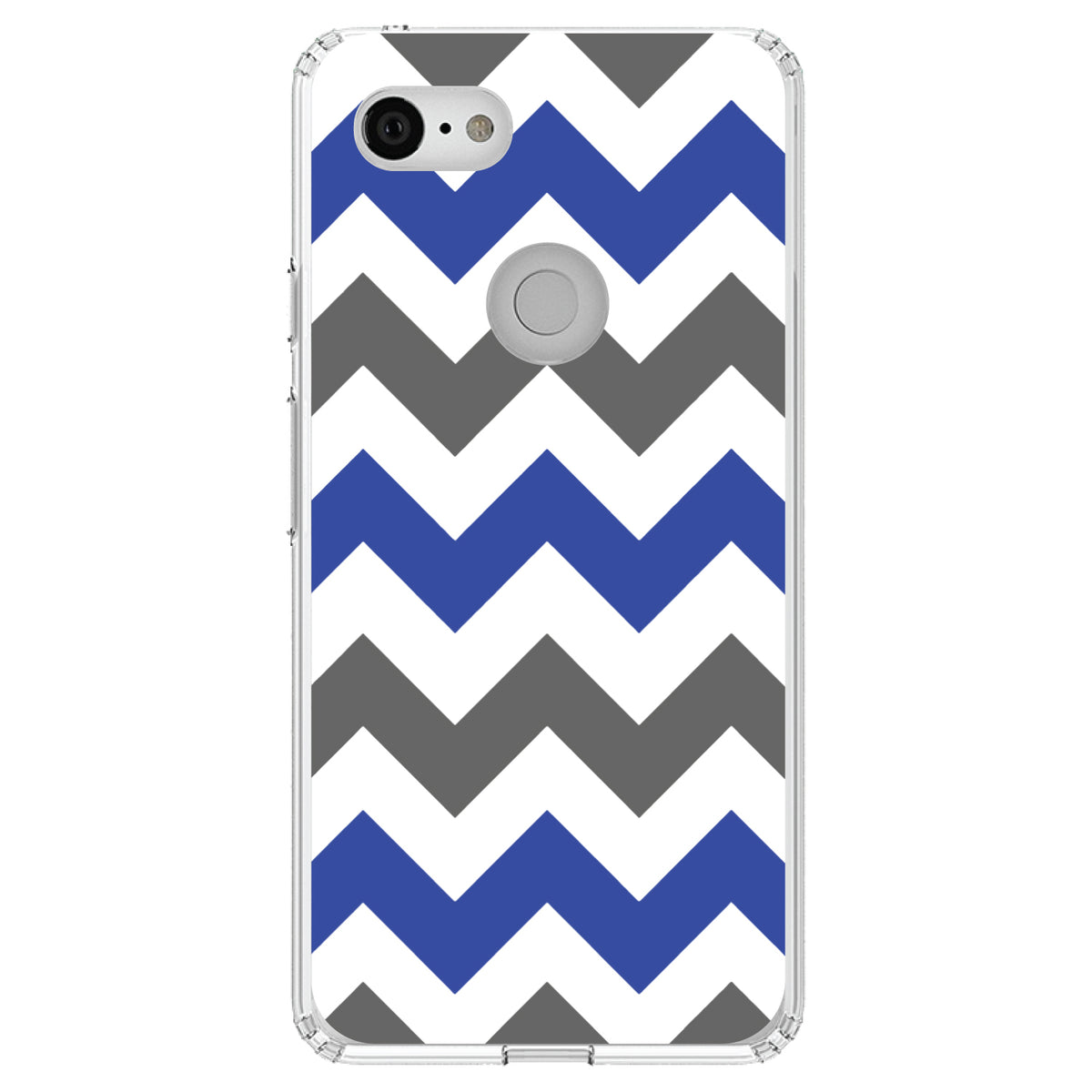 Blue Grey Chevron Stripes Clear Shockproof iPhone Case, view 22