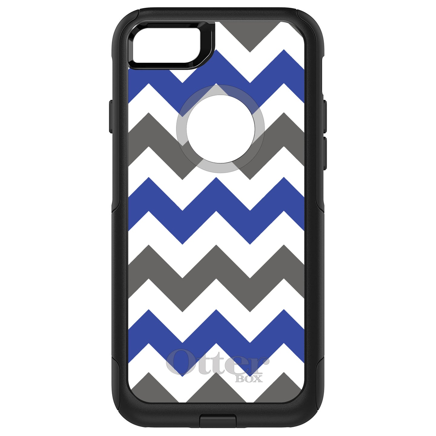 DistinctInk™ OtterBox Commuter Series Case for Apple iPhone or Samsung Galaxy - Blue Grey Chevron Stripes
