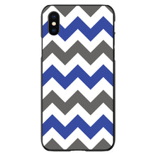 DistinctInk® Hard Plastic Snap-On Case for Apple iPhone or Samsung Galaxy - Blue Grey Chevron Stripes