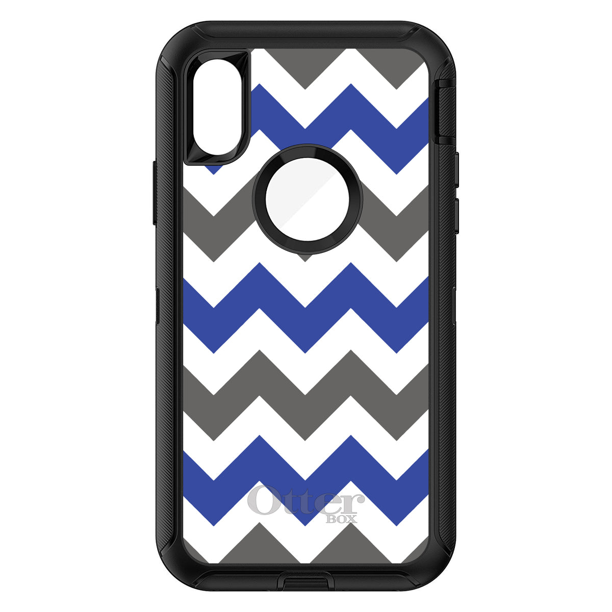 Blue Grey Chevron Stripes OtterBox Defender Case for iPhone & Galaxy, view 3
