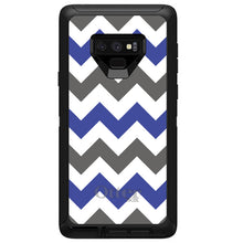 DistinctInk™ OtterBox Defender Series Case for Apple iPhone / Samsung Galaxy / Google Pixel - Blue Grey Chevron Stripes