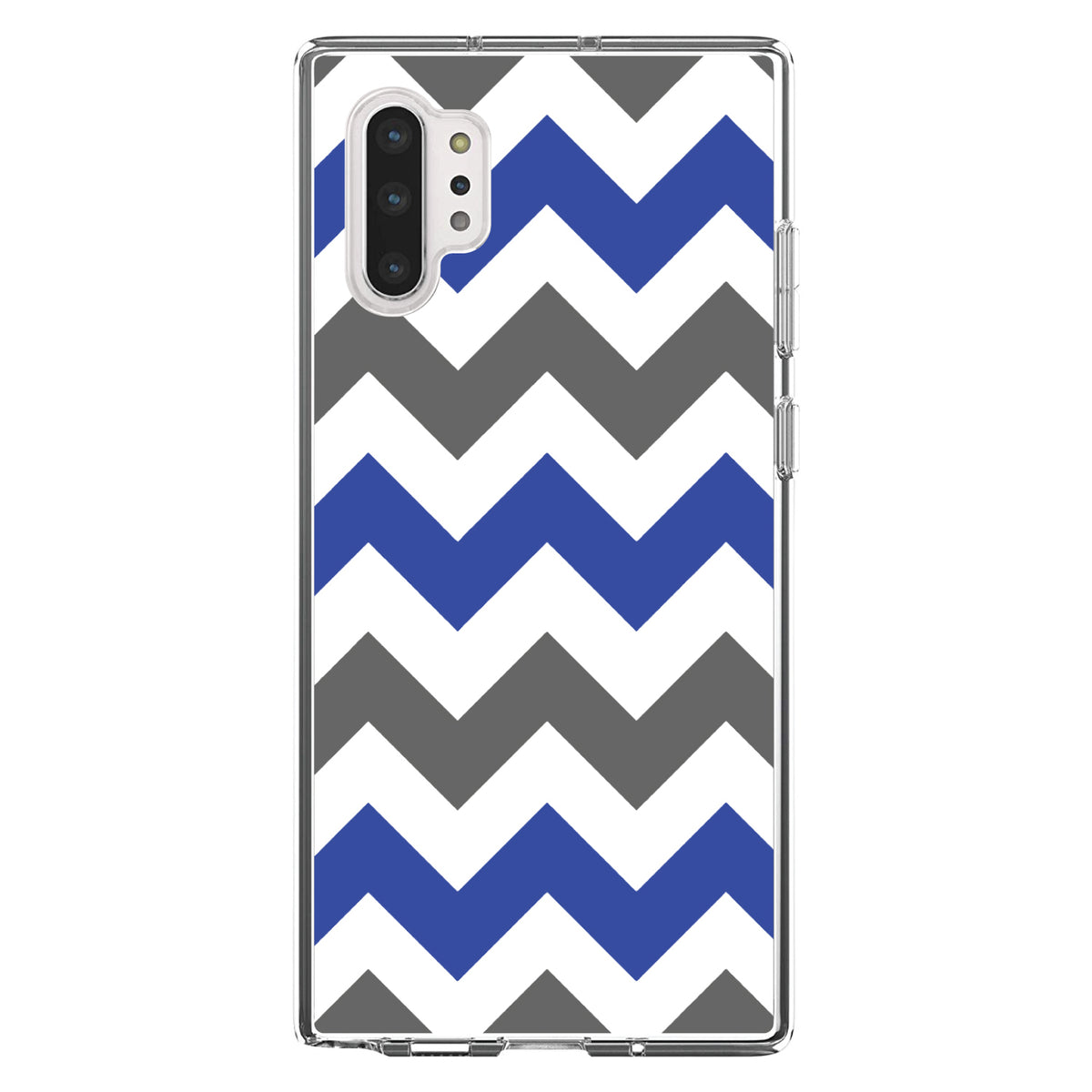 Blue Grey Chevron Stripes Clear Shockproof iPhone Case, view 10