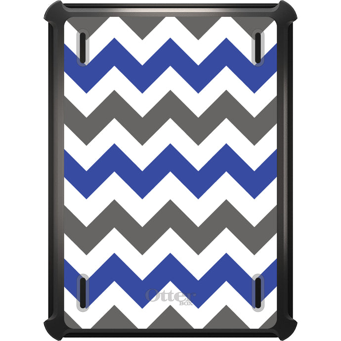DistinctInk™ OtterBox Defender Series Case for Apple iPad / iPad Pro / iPad Air / iPad Mini - Blue Grey Chevron Stripes
