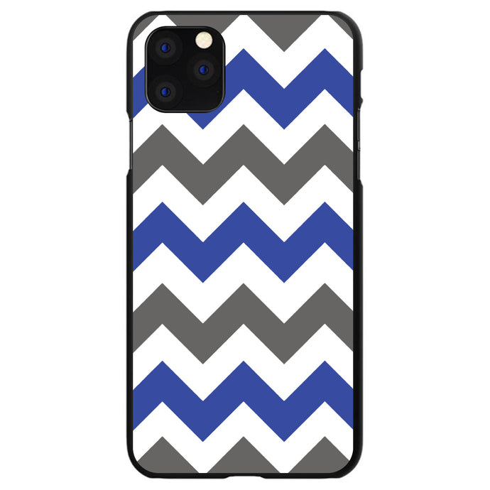 DistinctInk® Hard Plastic Snap-On Case for Apple iPhone or Samsung Galaxy - Blue Grey Chevron Stripes