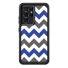 DistinctInk™ OtterBox Defender Series Case for Apple iPhone / Samsung Galaxy / Google Pixel - Blue Grey Chevron Stripes