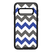 DistinctInk™ OtterBox Defender Series Case for Apple iPhone / Samsung Galaxy / Google Pixel - Blue Grey Chevron Stripes