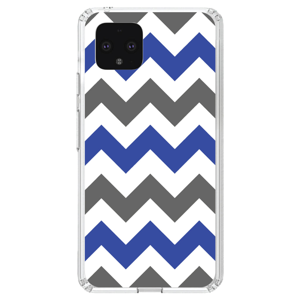Blue Grey Chevron Stripes Clear Shockproof iPhone Case, view 23