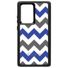 DistinctInk™ OtterBox Defender Series Case for Apple iPhone / Samsung Galaxy / Google Pixel - Blue Grey Chevron Stripes