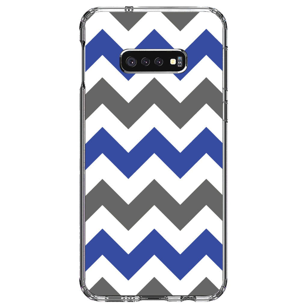 Blue Grey Chevron Stripes Clear Shockproof iPhone Case, view 18