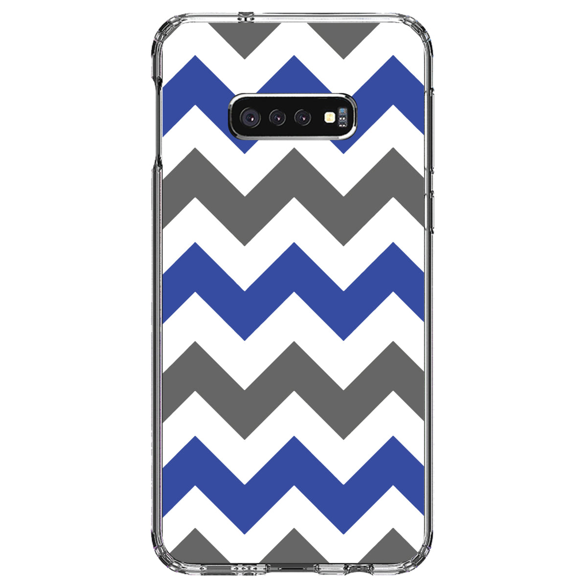 Blue Grey Chevron Stripes Clear Shockproof iPhone Case, view 18