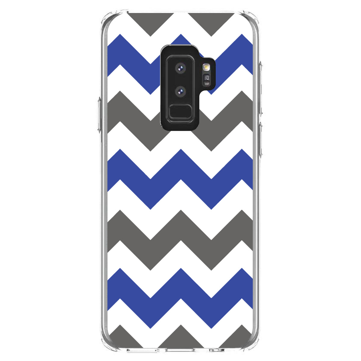 Blue Grey Chevron Stripes Clear Shockproof iPhone Case, view 20