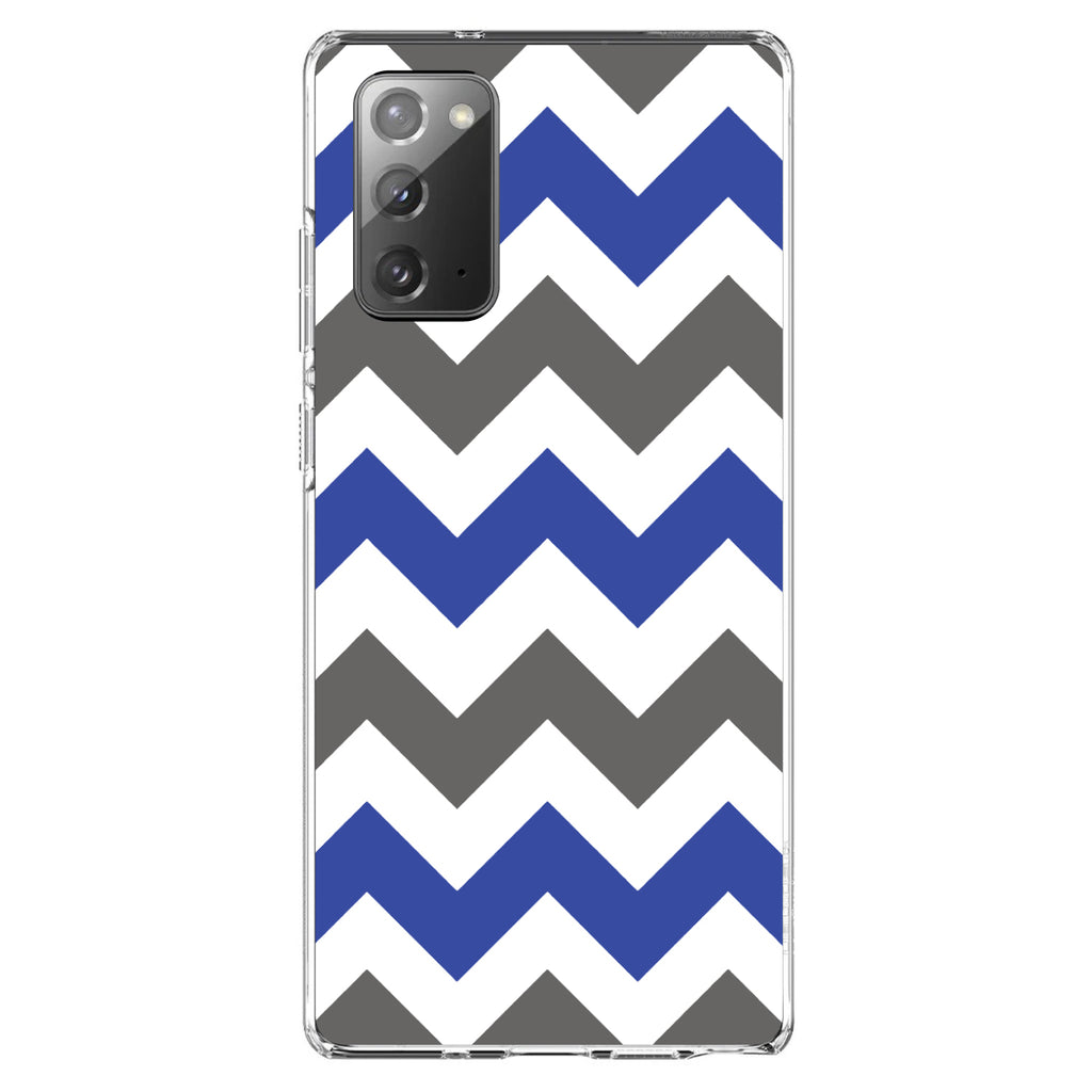 Blue Grey Chevron Stripes Clear Shockproof iPhone Case, view 7