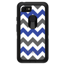 DistinctInk™ OtterBox Defender Series Case for Apple iPhone / Samsung Galaxy / Google Pixel - Blue Grey Chevron Stripes