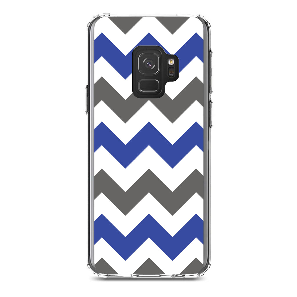 Blue Grey Chevron Stripes Clear Shockproof iPhone Case, view 19