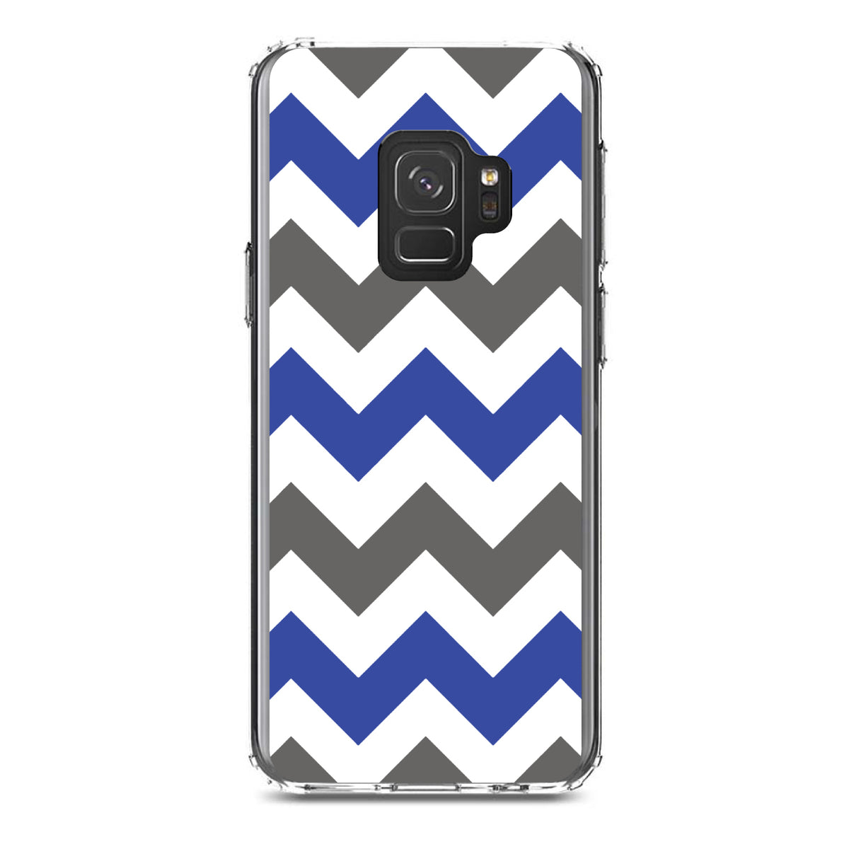 Blue Grey Chevron Stripes Clear Shockproof iPhone Case, view 19