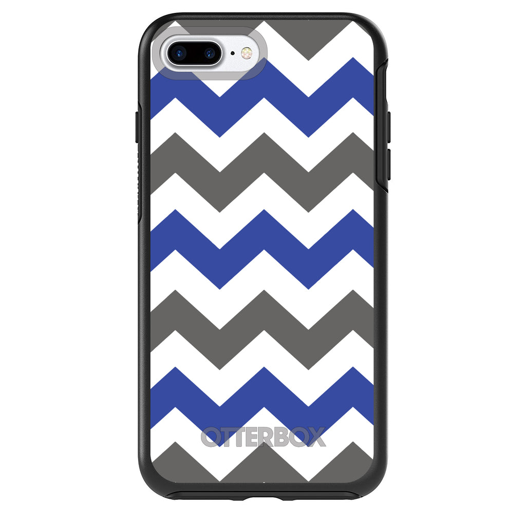 Blue Grey Chevron Stripes OtterBox Symmetry Case for iPhone & Galaxy, view 2