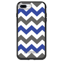DistinctInk™ OtterBox Symmetry Series Case for Apple iPhone / Samsung Galaxy / Google Pixel - Blue Grey Chevron Stripes