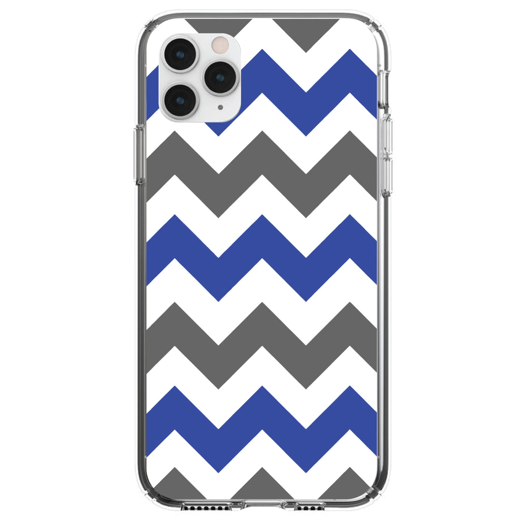 Blue Grey Chevron Stripes Clear Shockproof iPhone Case