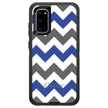 DistinctInk™ OtterBox Defender Series Case for Apple iPhone / Samsung Galaxy / Google Pixel - Blue Grey Chevron Stripes