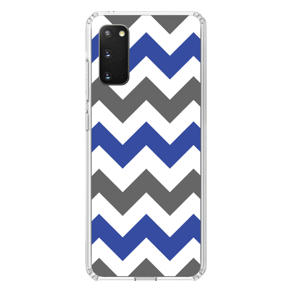 Blue Grey Chevron Stripes Clear Shockproof iPhone Case, view 15