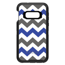 DistinctInk™ OtterBox Defender Series Case for Apple iPhone / Samsung Galaxy / Google Pixel - Blue Grey Chevron Stripes