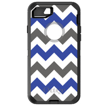 DistinctInk™ OtterBox Defender Series Case for Apple iPhone / Samsung Galaxy / Google Pixel - Blue Grey Chevron Stripes