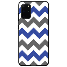 DistinctInk® Hard Plastic Snap-On Case for Apple iPhone or Samsung Galaxy - Blue Grey Chevron Stripes
