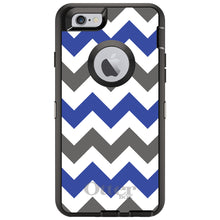 DistinctInk™ OtterBox Defender Series Case for Apple iPhone / Samsung Galaxy / Google Pixel - Blue Grey Chevron Stripes