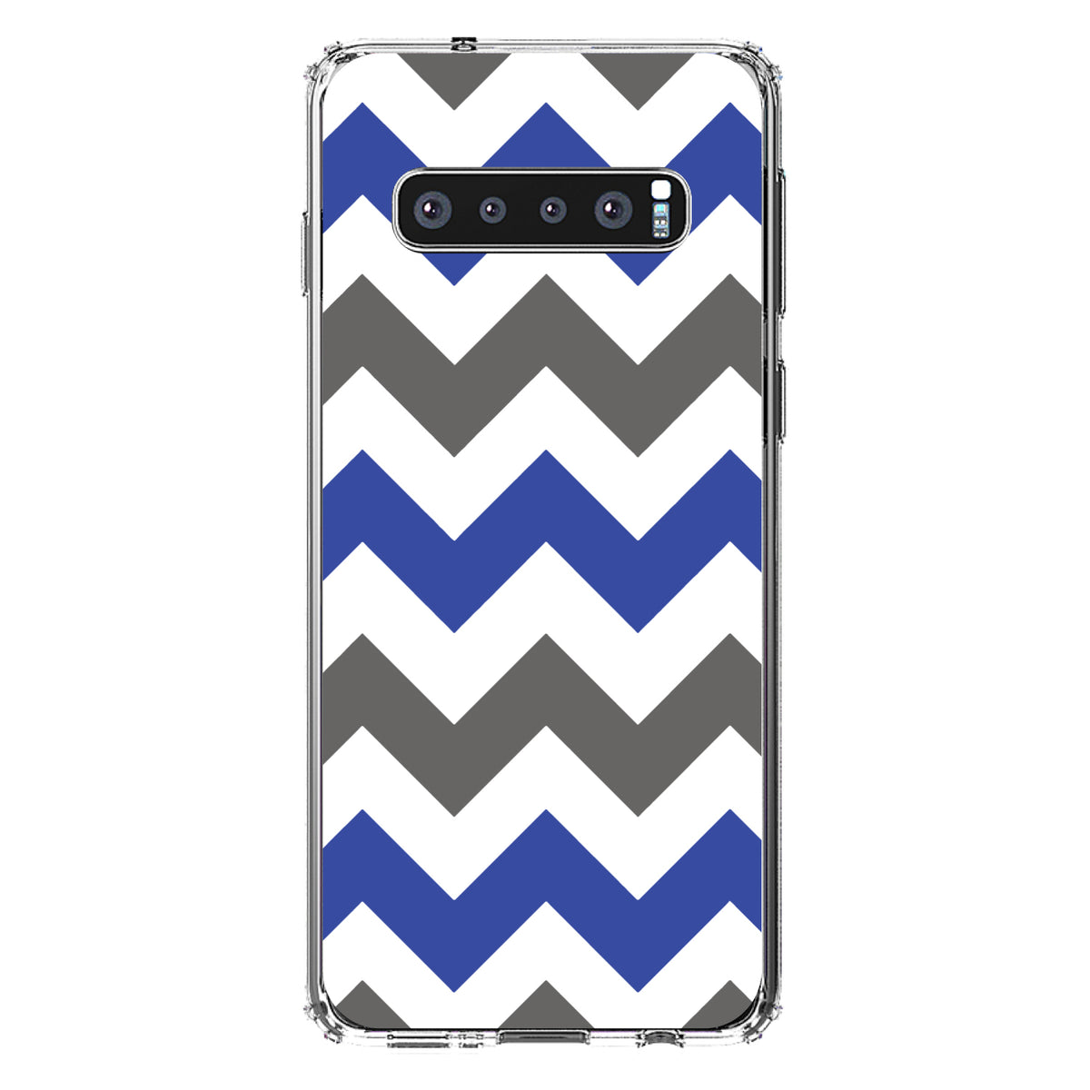 Blue Grey Chevron Stripes Clear Shockproof iPhone Case, view 16