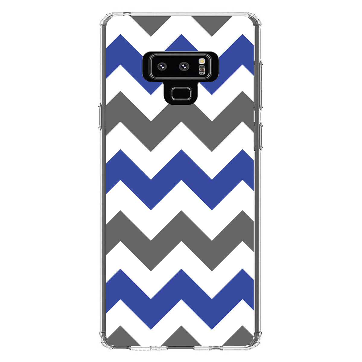 Blue Grey Chevron Stripes Clear Shockproof iPhone Case, view 11