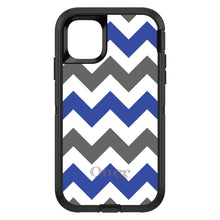 DistinctInk™ OtterBox Defender Series Case for Apple iPhone / Samsung Galaxy / Google Pixel - Blue Grey Chevron Stripes